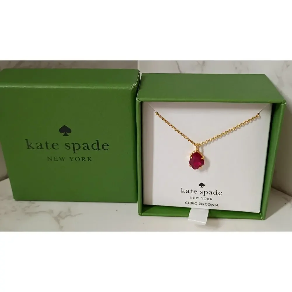 KATE SPADE New York Ruby CZ Gold-Plated Necklace - NWT